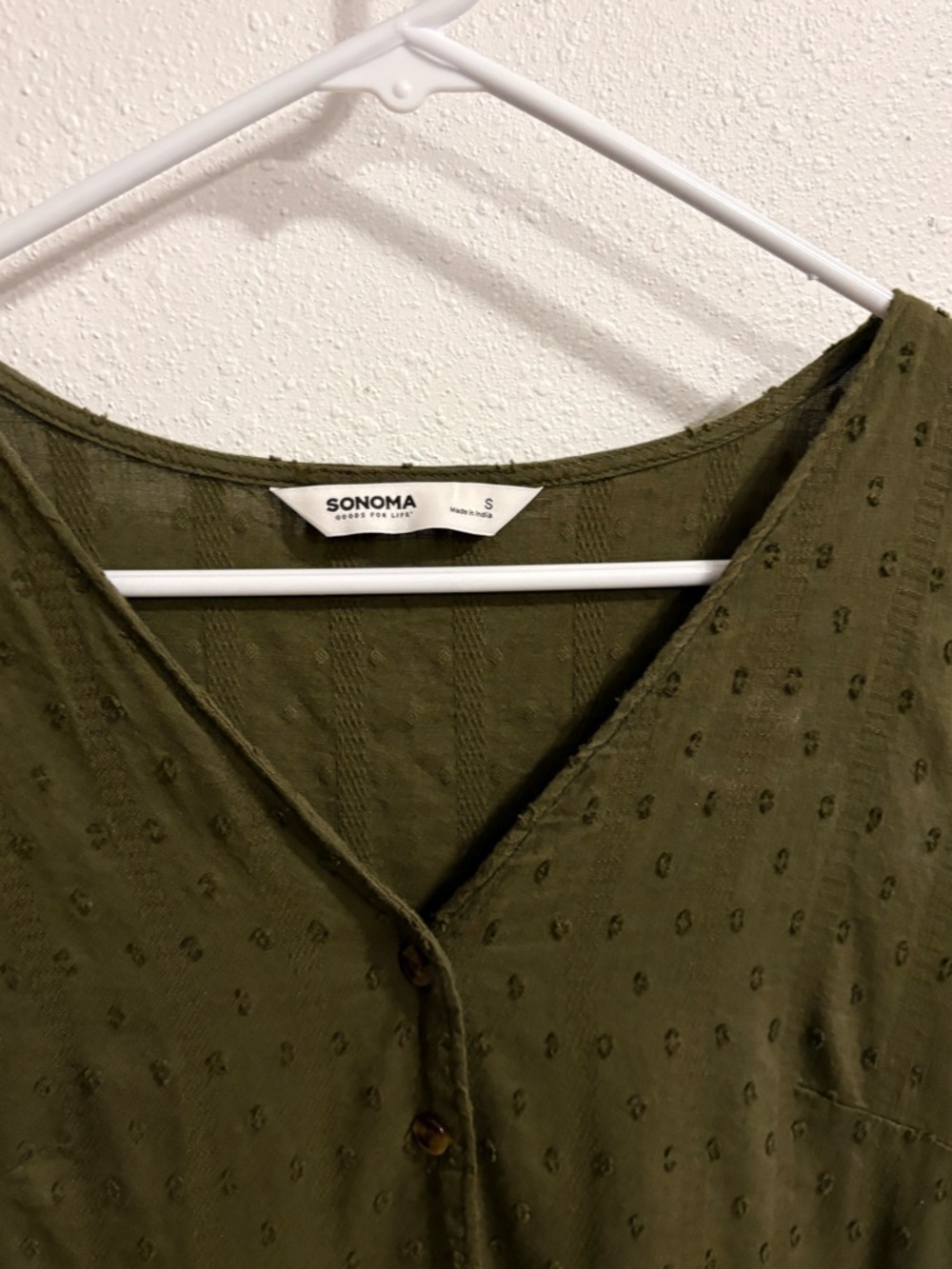 Sonoma Olive Green Button-Front Tiered Maxi Dress Size Small - Picture 2 of 5